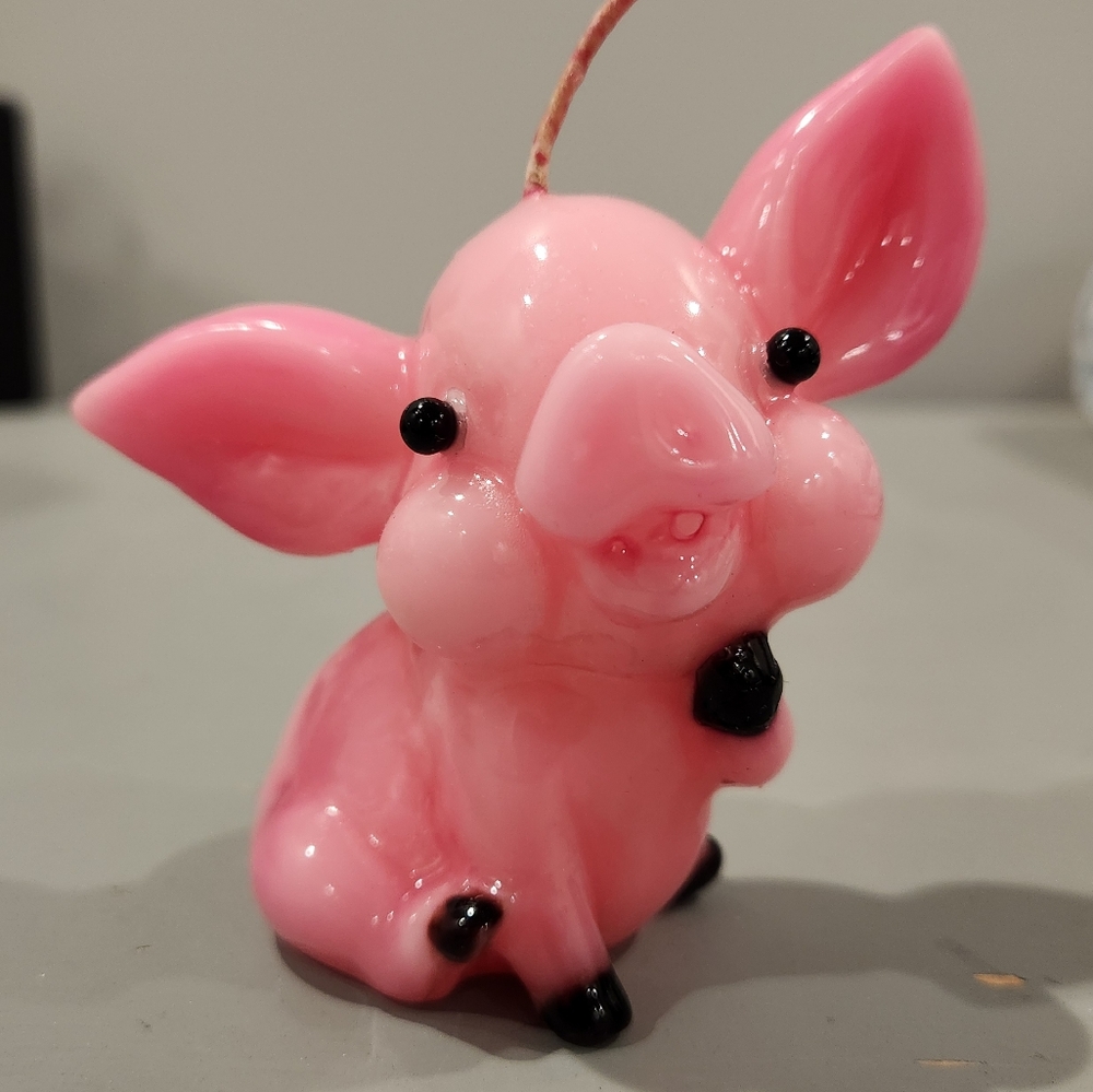 Handcrafted Vintage Pink Pig Novelty Candle